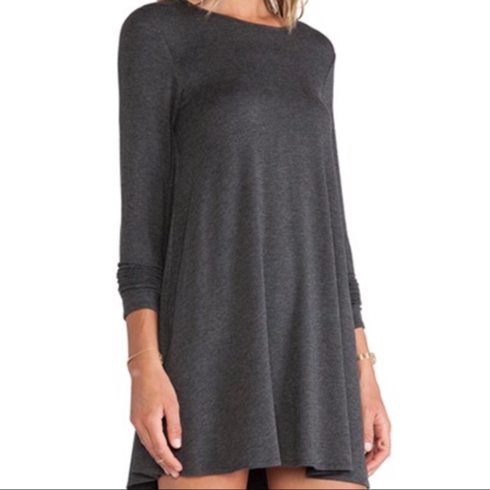 CHARCOAL LONG SLEEVE T-SHIRT DRESS
